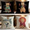 Fashion Japanese Style Cat Cushion Cover Soft Washable Pillow Case Multi-Scene for Couch Bed Travel Office Use