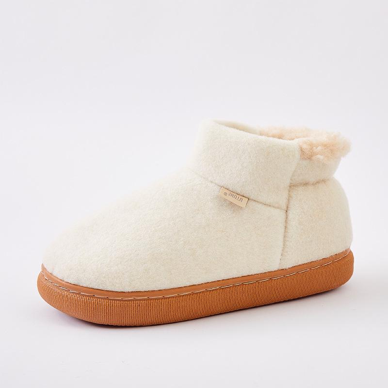 Men's High Heel Wool and Cotton Slippers: Warm, Non-Slip, Velvet Lined for Autumn & Winter