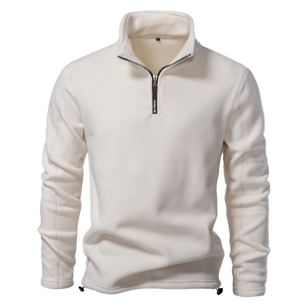 Men's Versatile Zip-Up Stand Collar Fleece Sweatshirt for Autumn/Winter