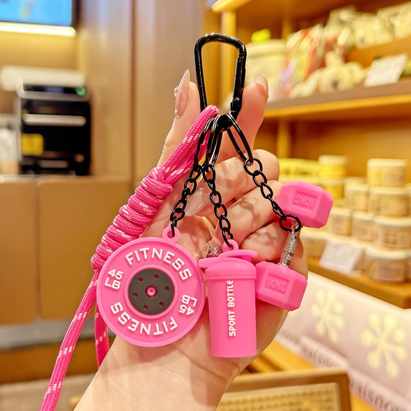 Breloc Fitness Desen Animat: Pandantiv Dopamină Kettlebell Dumbbell pentru Genți și Rucsacuri - Cadou Unisex