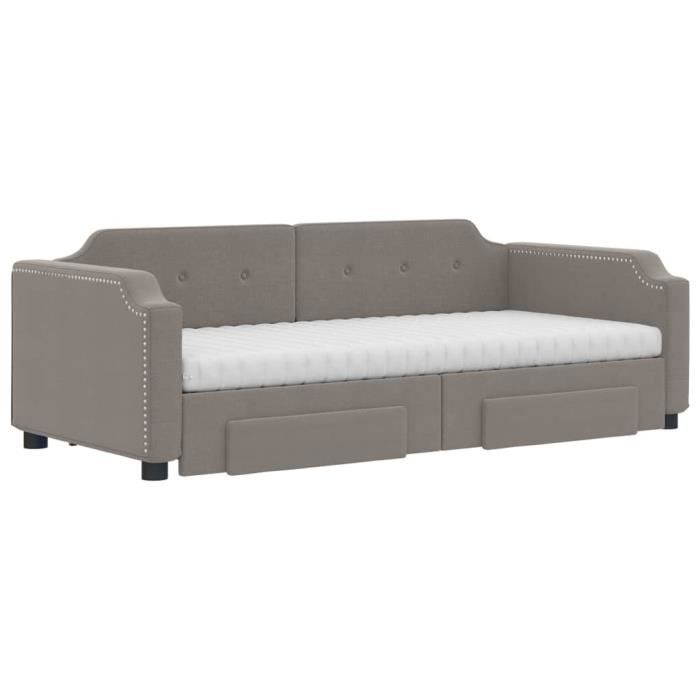 VidaXL Daybed with Trundle and Drawers Taupe 100x200 Cm Fabric 3197696