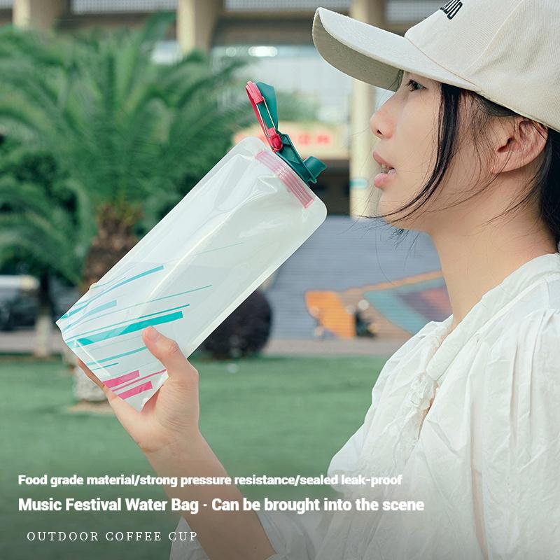 700ML Portable Ultralight Soft Flask Bottle Outdoor Sport Folding Water Bottle Camping Hiking Running Soft Flask Bag