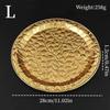 European Style Engraving Flower Texture Circle Shape Tray,Metal Teacup Saucer Home Cheese Food Plate,Snack Disc Table Decoration
