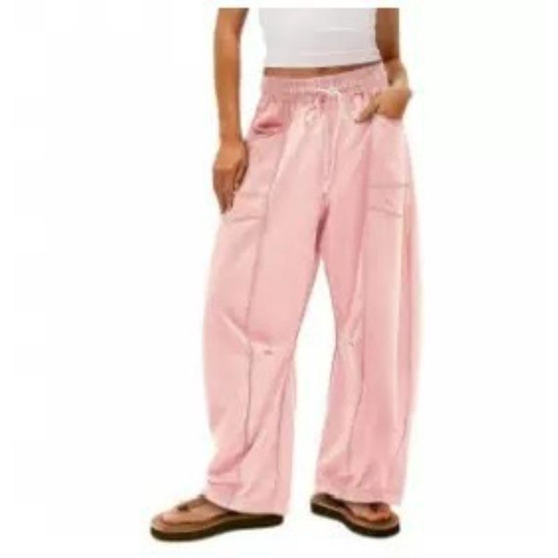 

women s Contrast Stitch Drawstring Elastic High Waist Wide Leg Pants Casual Baggy Trousers Sweatpants 2XL