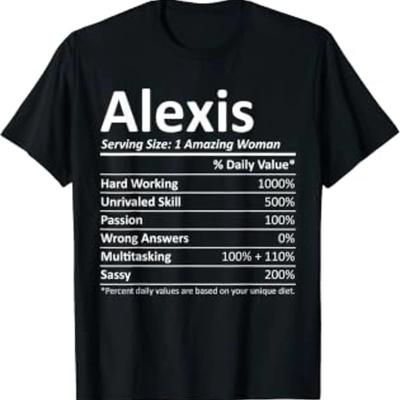 Alexis Nutrition Personalized Name Funny Christmas Idea T Shirt Vintage Soft Designer Clothes Breathable Fashion