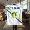 1PC Custom Name Leeds United Patterned Flannel Blanket Suitable For All Seasons for Home Decor Warmth and Comfort Gifts Holiday Present_xia