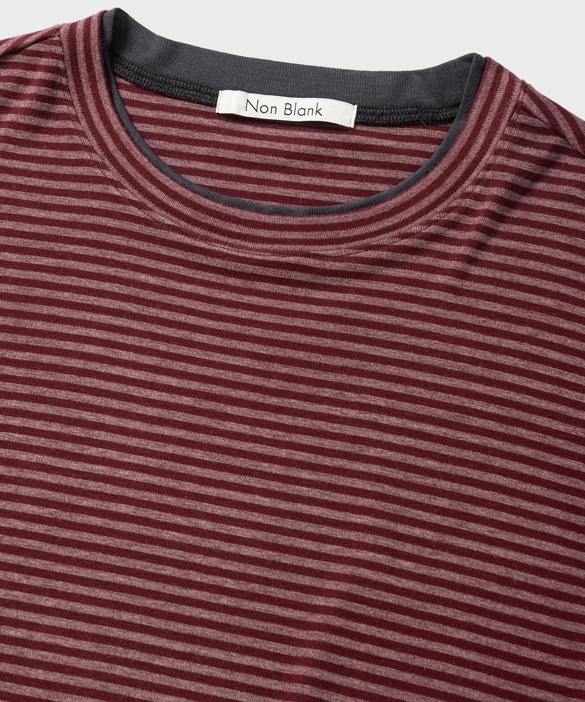 NONBLANK Striped Crop Hs T-Shirt_Red