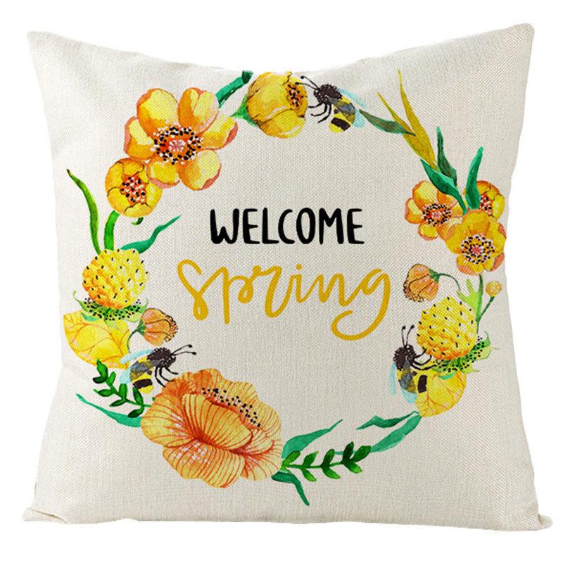 Pillow Farm Sunflower Pillow Cover Happy Summer Thanksgiving Car Waist Support Cushion Home Pillow Cover