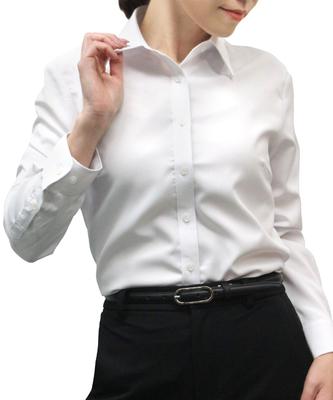 White Long Sleeve Dress for Office Uniforms Plain HORIZON-GC Women's Shirt, No-Iron, Stretch, (LL, White)