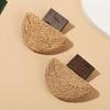 Boho-Chic Handcrafted Rattan Fan-Shaped Wooden Earrings for Women