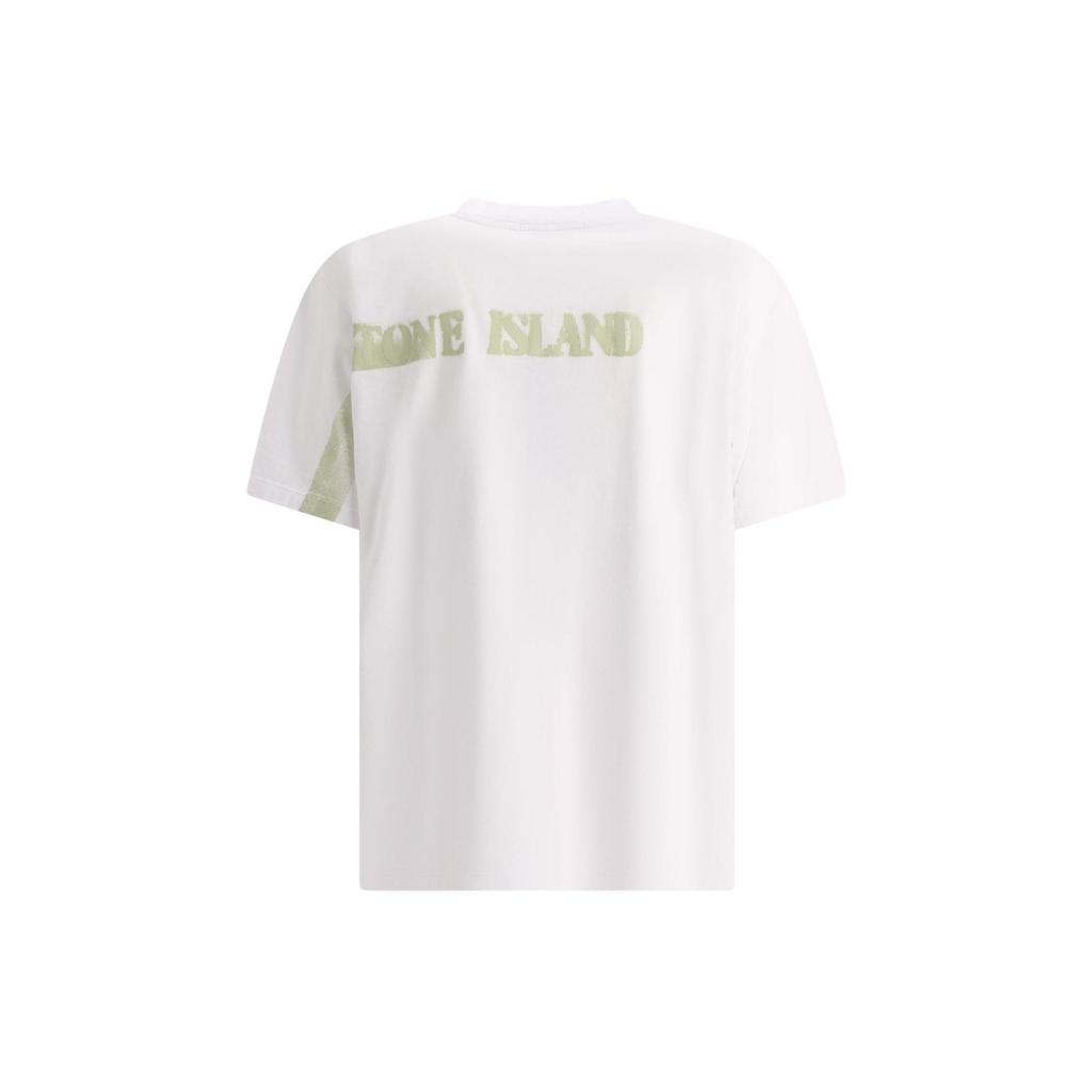 Stone Island Letter Logo Round Neck Short Sleeve T-Shirt Unisex T-Shirts White 80152RC86-V0001