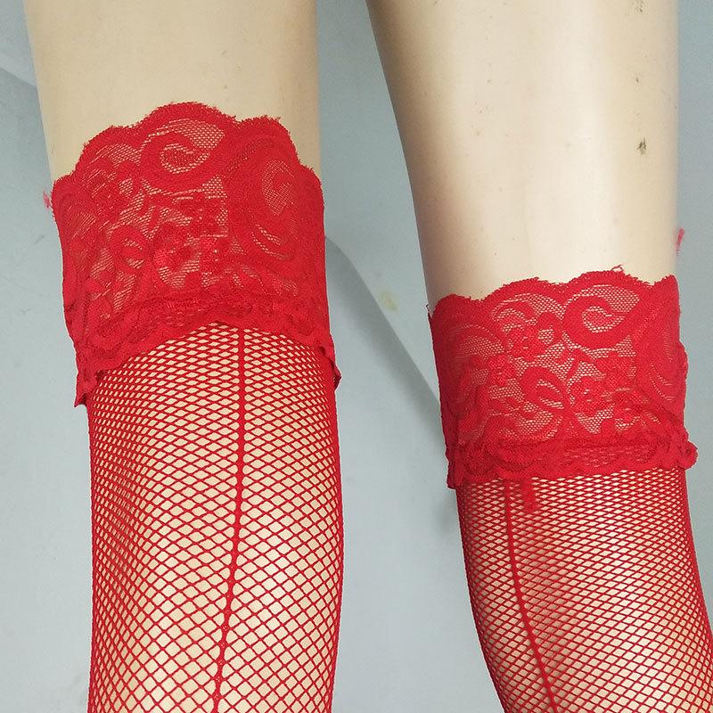 Sexy Women'S Stockings Hollow Out Mesh Lace Top Party Thigh High Stockings Sexy Lingerie Black Back Seam Fishnet Stockings