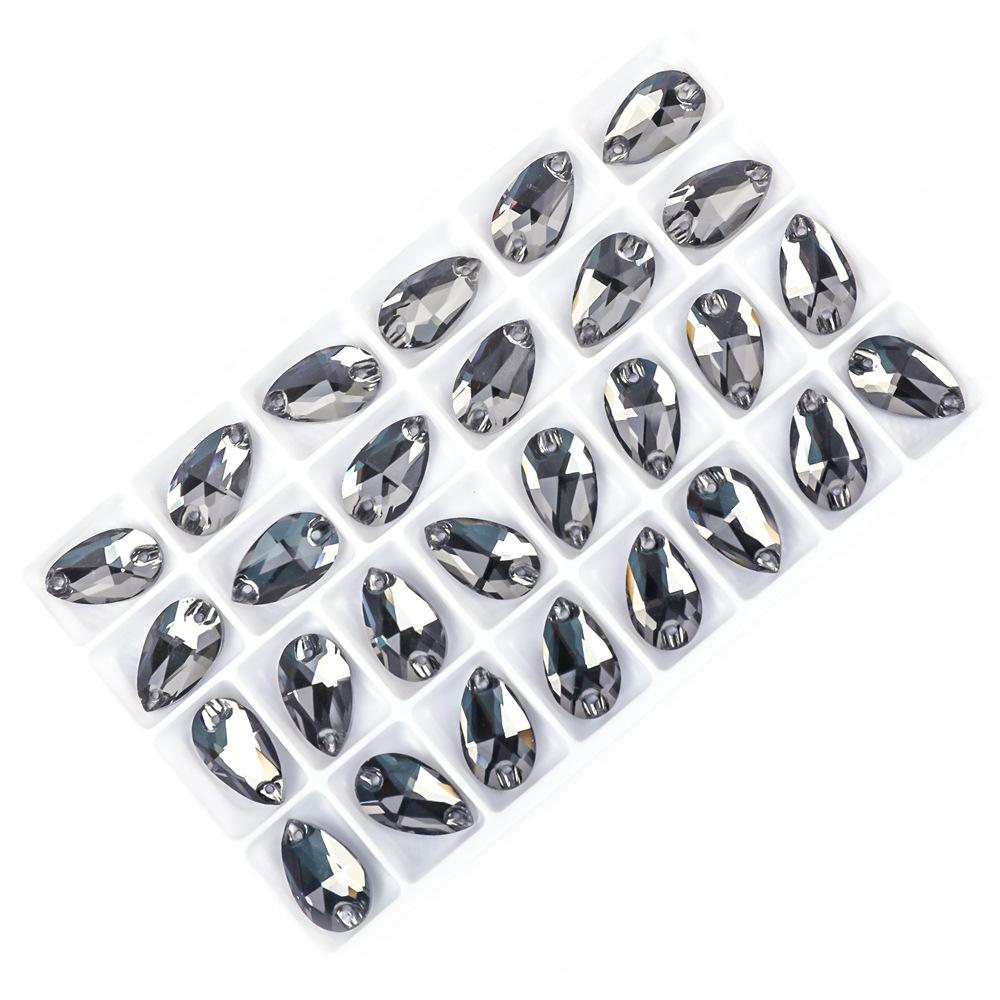 Weichen Flat Bottom Water Drop Hand Seam Drill Glass Double Hole Water Drop Drill Flat Buckle Diy Jewelry Accessories Material