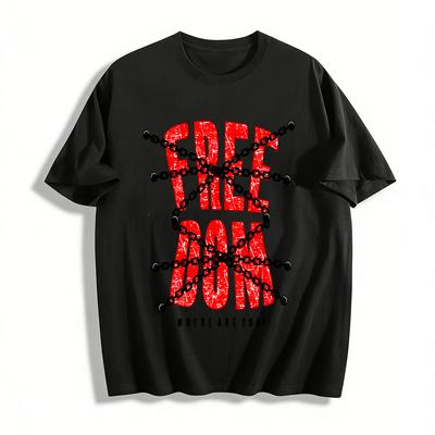 Gefangene Freiheit Thematisches Bedrucktes Trendiges Lässiges Oberteil Reines Baumwoll-T-Shirt