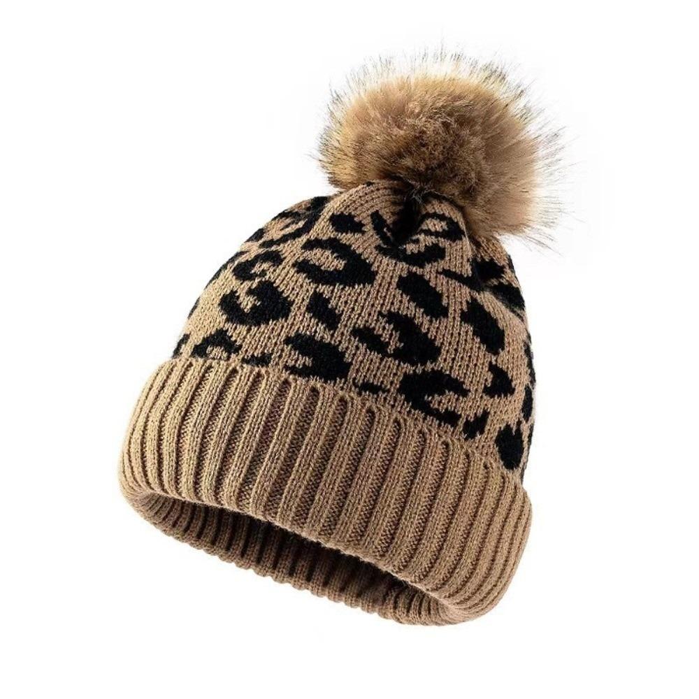 

Thickened Leopard Print Hat Cozy Woolen Hat Casual Knitted Hat Autumn Winter Outdoor Wear хакі