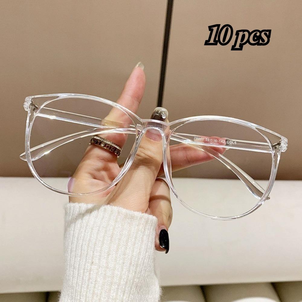 10PCS Fashion Oval Glasses Anti Radiation Retro Eyeglasses for Woman Men Anti Blue Light Eyewear