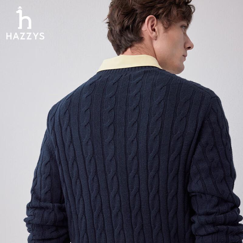 HAZZYS Men's Pure Cotton Cable Knit Sweater