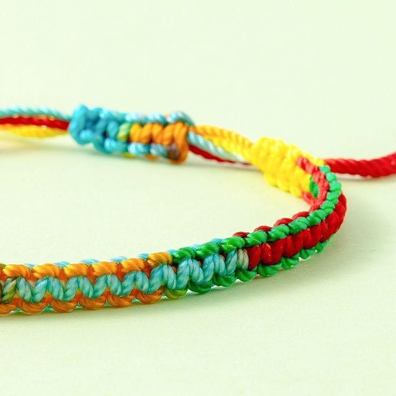 New Arrival Ancient Law Colorful Braided Rope Pull Hand Weaving Bracelet Dragon Boat Festival Adult and Children Safe Finished Product Carrying Strap