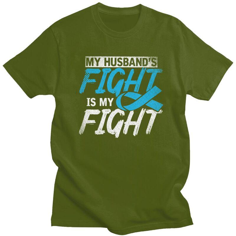 My Husbands Fight Is My Fight Prostate Cancer Awareness T Shirt Short Sleeves Graphic Clothing Loose Fit 100 Cotton Tee Tops