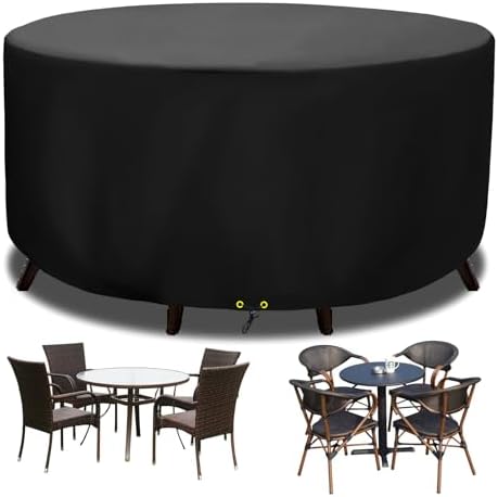 Funshot Round Patio Furniture Cover 420D Oxford Waterproof UV Resistant Outdoor Table Cover Ø160x70cm