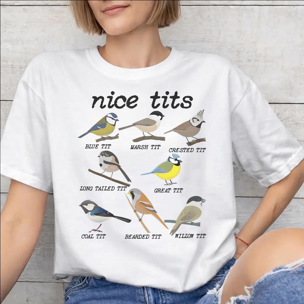 Unisex Unisex Funny Bird Meme I Love Tits T Shirt Cotton Graphic Printed TShirt Top Clothing