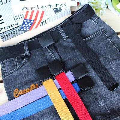 Iron-Free Nylon Canvas Women'S Belt, Plastic Buckle Simple Belt
