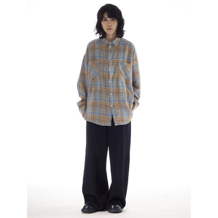 Shirt Long Sleeve Boys Spring New American Style Loose Lapel Plaid Shirt Vintage Trendy Casual Easy Matching Coat