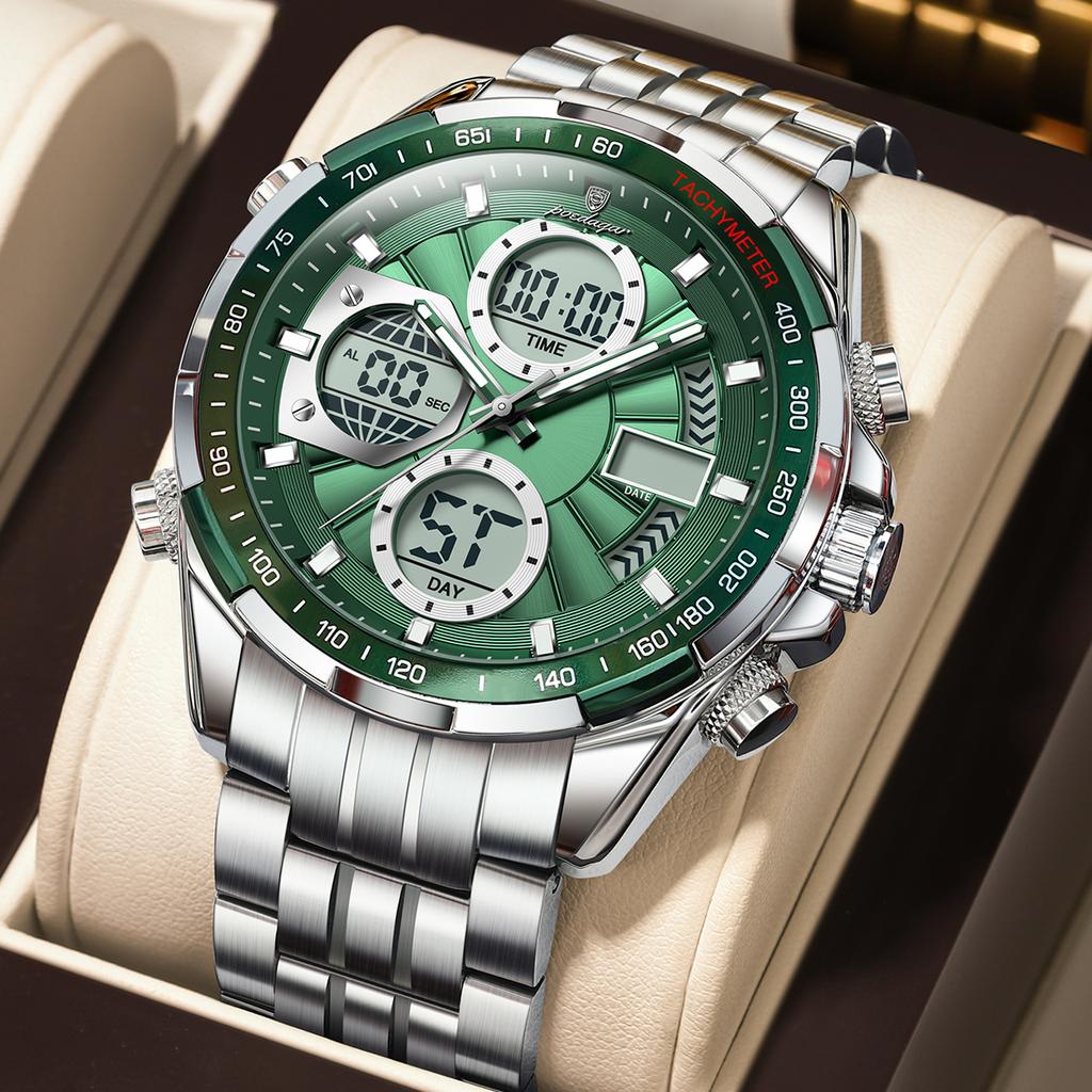 E108 Luxury Stainless Steel Multifunction Men Quartz Watch Alarm Calendar 30M Waterproof Luminous Watch for Men