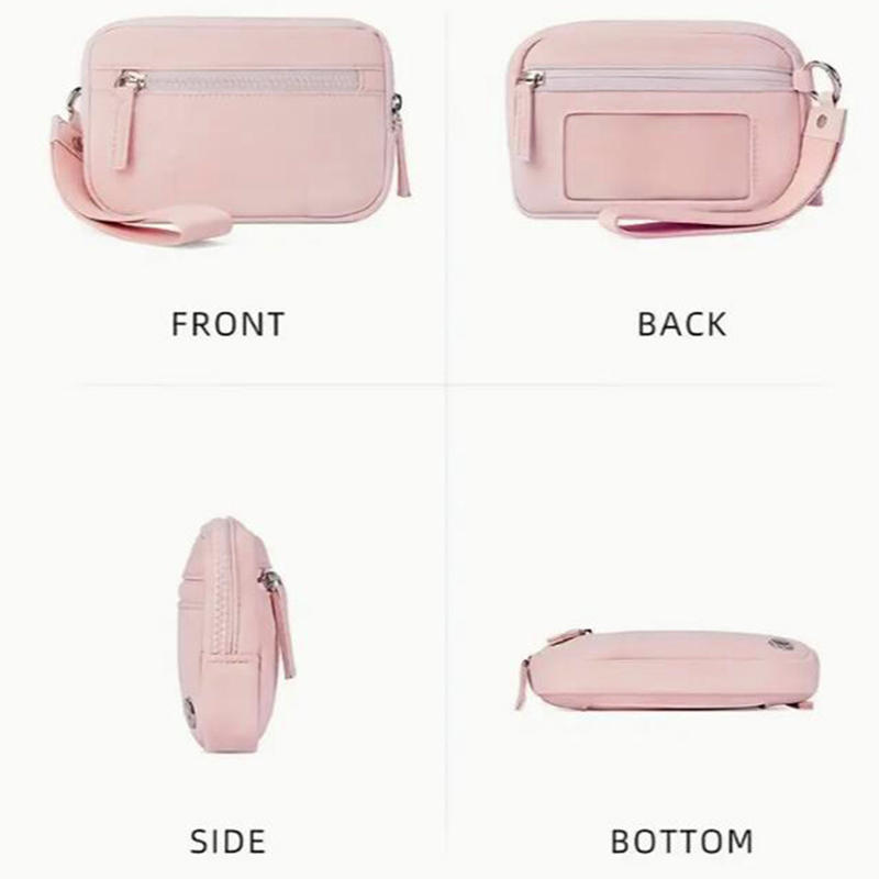 Women's Keychain Wallet The Wallet Zip Waterproof Nylon Card Wallet Pouch Wristlet Zip Card Case With Clear ID Window