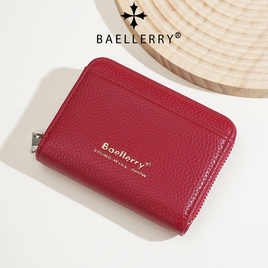 Baellerry Women's Lychee Texture Zipper Card Holder Wallet - Stylish Coin and Card Organizer