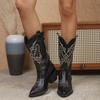 Large Size Boots Women's Autumn and Winter Tall Western Cowboy Style Embroidery Fashion Tall Boots Women's
