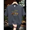 Men's Summer 100 Cotton Fashionable Casual Loose Large Size Classic Motorcycle Pattern Printed Round Neck Short Sleeve T-shirt