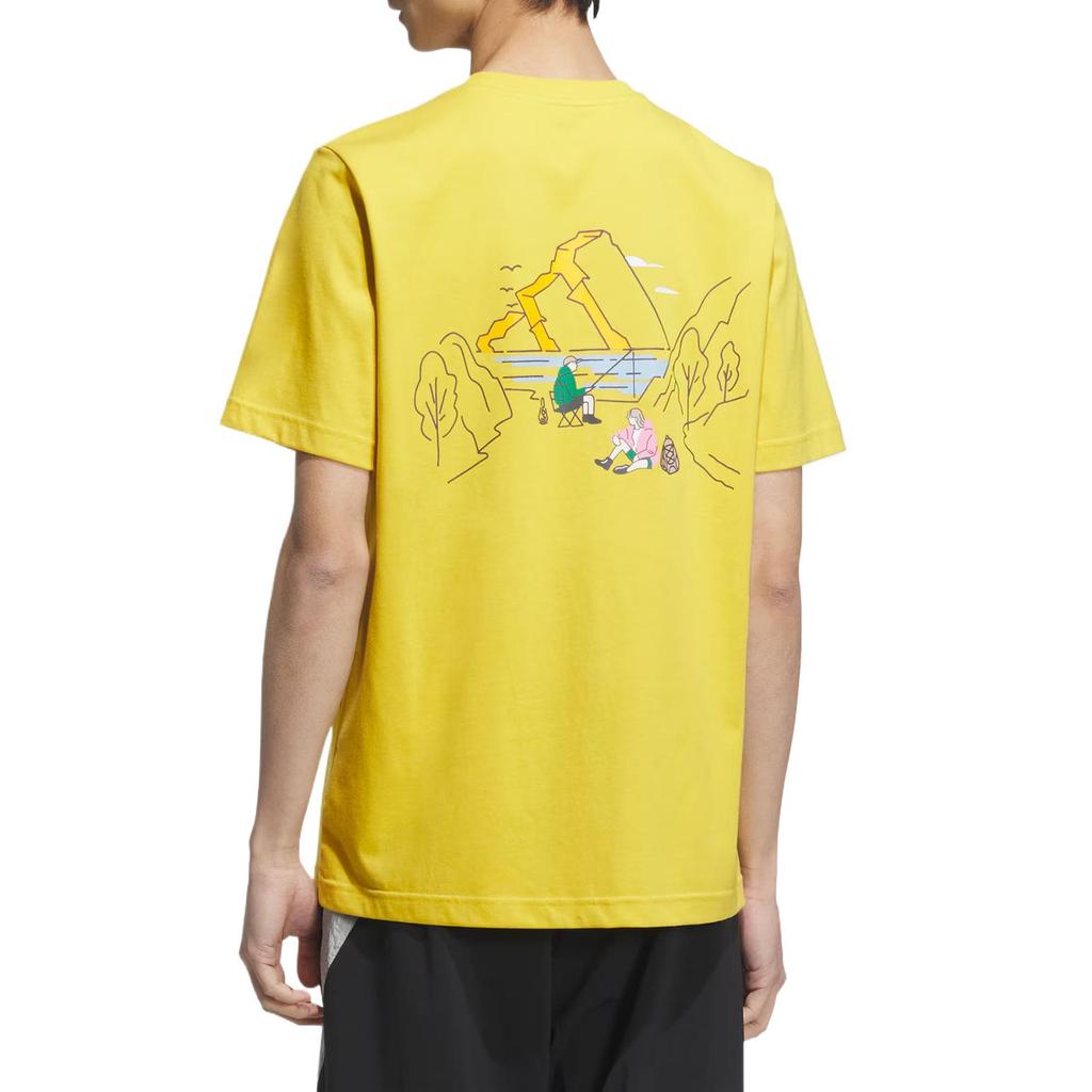 adidas T Shirts Unisex Yellow Crew Neck Moderate Straight Fit KC3061