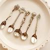 European and American Retro Dessert Spoon Coffee Spoon Small Spoon Five-piece Set of Golden Conch Shell Sailing Tableware