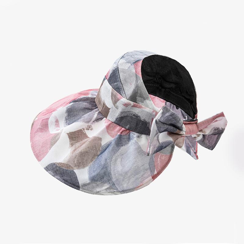 

Hat Versatile Style Colored Spots Breathable Portable Womens Hats Sunshade Pink Gray
