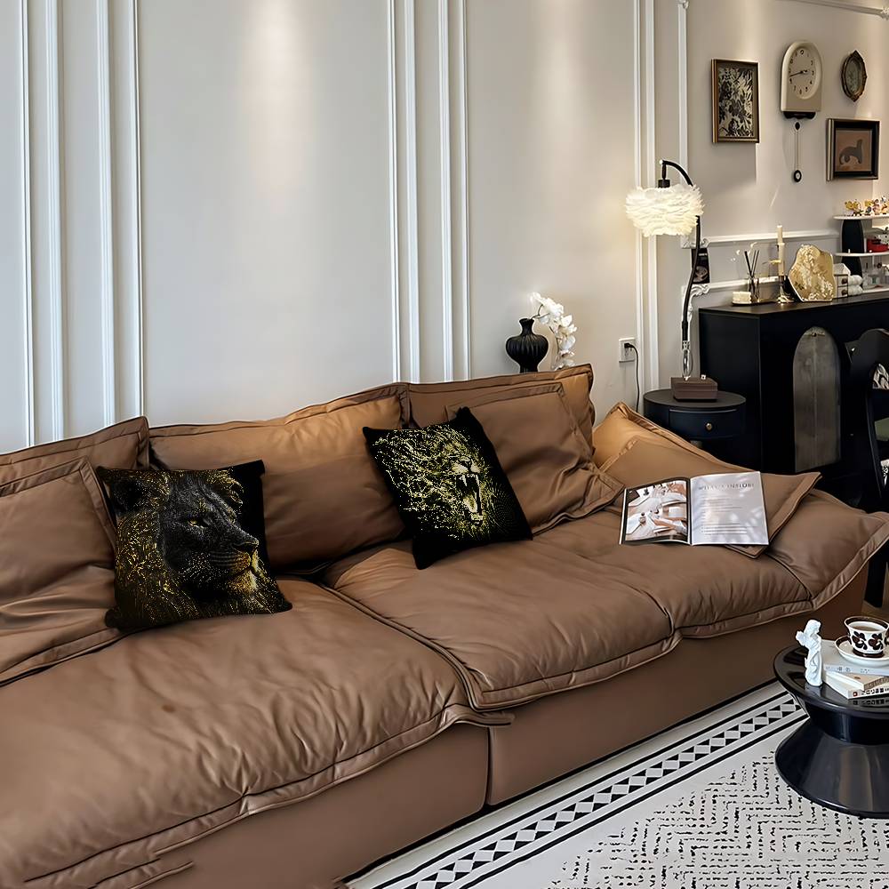 Black Gold Eagle Lion Pillowcase Toon Gift Cushion Cover Bedroom Home Sofa Chair Seat Decor Pillow Case