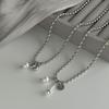 Fashion Metal Love Pendant Stacked Long Necklace, Irregular Gravel Round Bead Chain Necklace