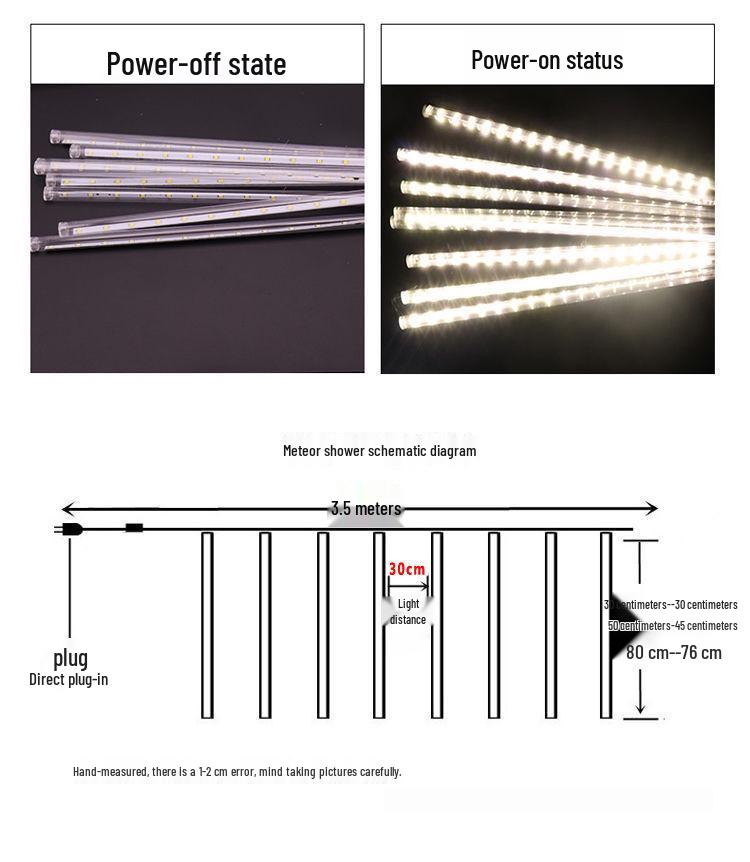 LED Meteor Shower Solar String Lights - Waterproof Outdoor Holiday Tree Decoration