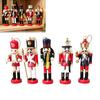 Klasyczne Ornamenty w Stylu Europejskim 5 Sztuk Drewniane Ozdoby Bożonarodzeniowe Dziadek do Orzechów, Ręcznie Robione Figurki Żołnierzy z Sznurkiem do Zawieszania, Kolekcjonerskie Dziadki do Orzechów