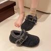 Fashion Autumn Winter Women Shoes Casual Flat Shoes Women Moccasins Soft Loafers Fashion Comfort Warm Plush Slip On Female Cotton Shoes