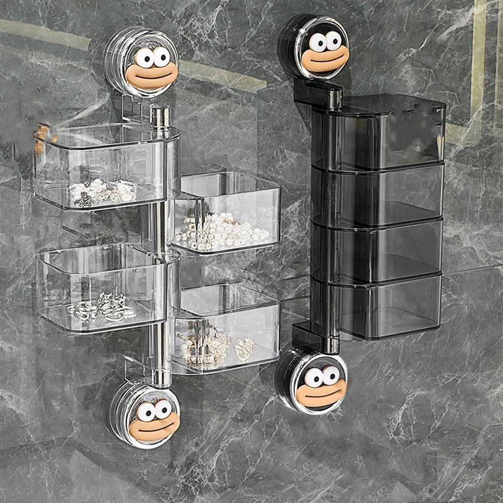 

Wall Mounted Suction Cup Rotating Jewelry Box Dustproof Hairpin Jewelry Display Rack for Home Style A-3 Layers