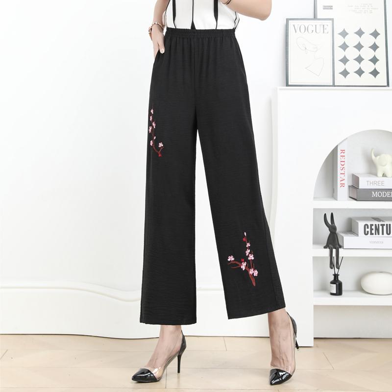 Plus Size Straight Leg Pants Women's Elastic Waist Loose Pants Street Women's Casual Clothing Home Trousers