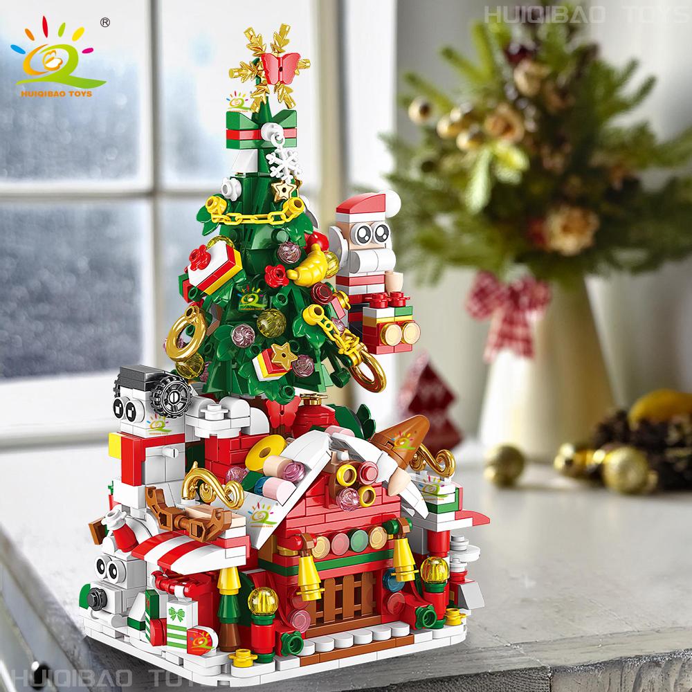 Non-Toxic Christmas 8In1 Santa Claus Tree Model Building Block Diy Elk Snowman Bricks Ornament Toys For Children Adult Gift