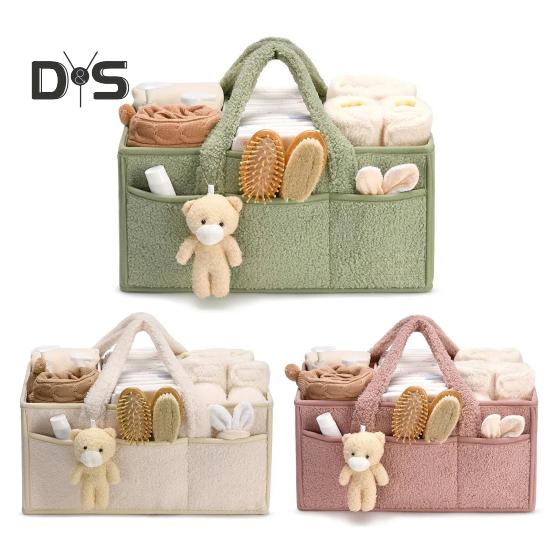 Baby Diaper Caddy with Handle Multiple Compartments Large Capacity Portable Baby Diaper Caddy Organizer Storage Bag