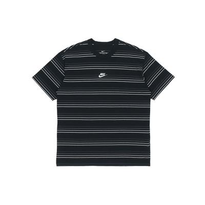 Embroidered Logo Striped Loose Knit Sports Short Sleeve T-Shirt Men Tops Black DB6532-010