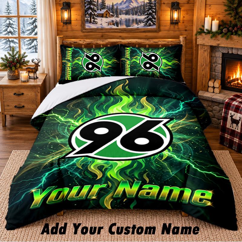 Hannover 96 Pattern Bedding 3Pcs Set Custom Name, Bed Sheet And Pillowcases For Home Bedroom