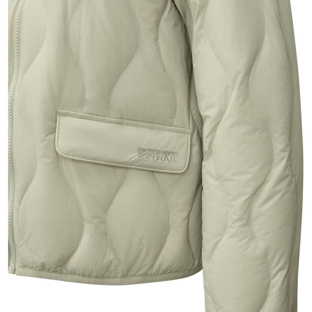 Skechers Outdoor Series Stand Collar Zipper Fashion Solid Color Lightweight Cotton Down Jacket Women Jacket Beige L424W146-027B