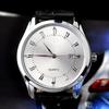 Pánské Vintage datumový kalendář Dial Umělá kůže Business Analog Quartz náramkové hodinky