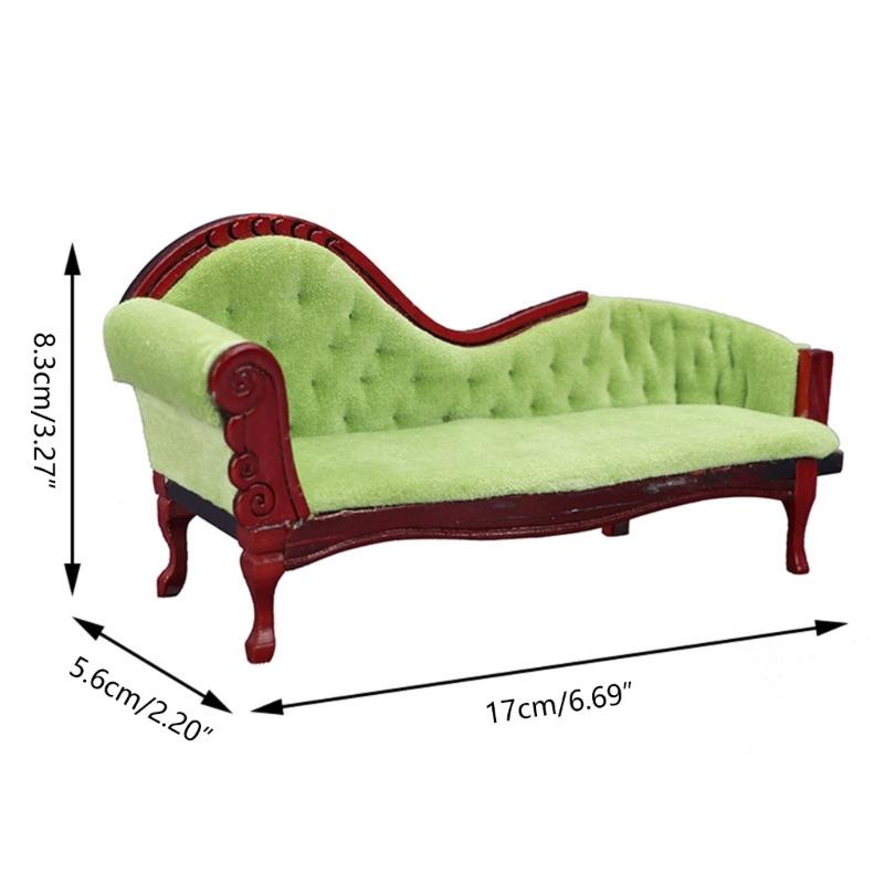 Cute 1:12 Scale Dollhouse Living Room Armchair Furniture Simulation Wood Sofa Couch Model Living Room Toy for Girls