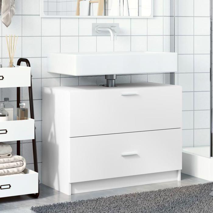 VidaXL White Sink Cabinet 78x37x59 Cm Engineered Wood, Bathroom Cabinet, Bathroom Storage Cabinet, 848115